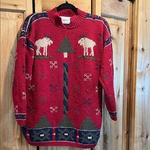 Vintage Red Knit Sweater Northern Isles SZ Med